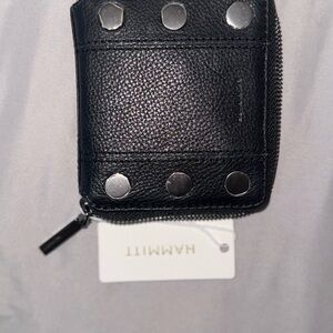 Hammitt Black Leather Wallet with Silver Accents